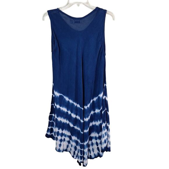 Vintage Sante Sleeveless Boho Navy Blue Tie Dye Dress Tunic Rayon Women One Size - Picture 8 of 11